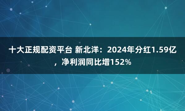十大正规配资平台 新北洋：2024年分红1.59亿，净利润同比增152%